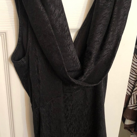 Windsor size large black LBD deep V faux wrap dress with asymmetrical hem NWOT - Picture 1 of 15
